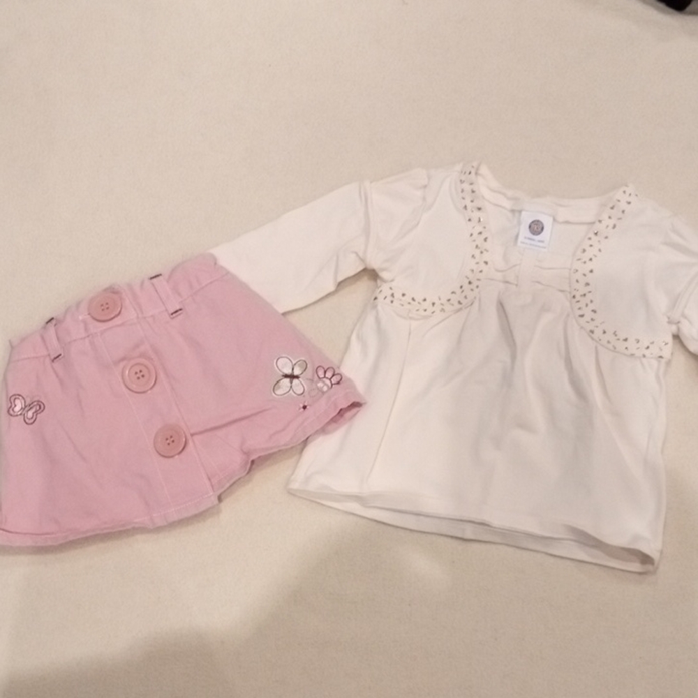 Pink Skirt and Cream Top Set